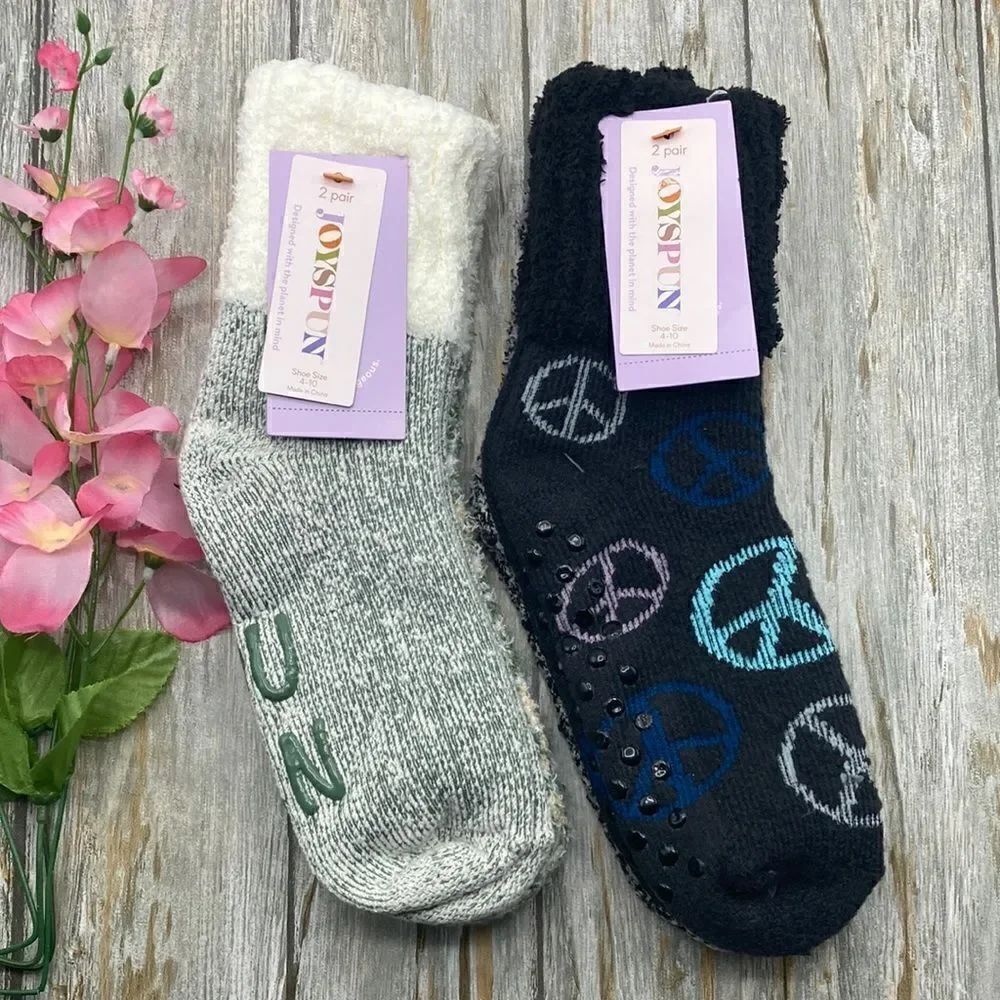 Women's Ultra Soft Fuzzy Lounge Socks 2-Pack Shoe Size 4-10